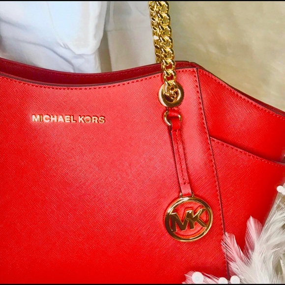 NEW MICHAEL KORS SCARLET CHAIN SHOULDER MK TOTE - Picture 8 of 8